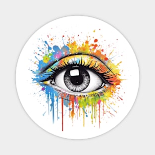 Eye with Vibrant Paint Splatter Magnet